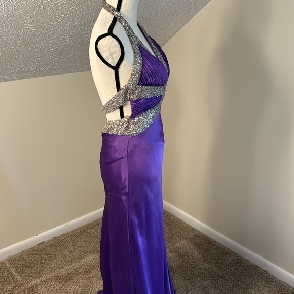 Niki Livas Women’s Purple Sequin Halter Prom Dress Gown (Altered) Sz 0-2 - Picture 5 of 10